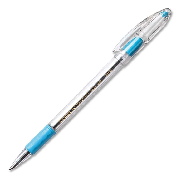 Bolígrafo Pentel R.S.V.P. 1,0 mm, punta mediana, azul cielo, 12