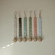 thumbnail image 2 of mushie Linen Baby Pacifier Clip Holder BlushCream, 2 of 3