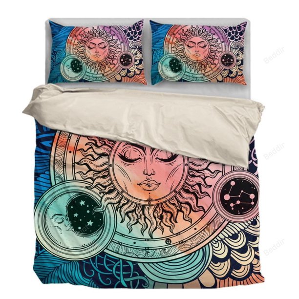 Sun And Moon Beyond Stars Quilt Duvet Cover Set Bedclothes Children3-Piece Bedding Set