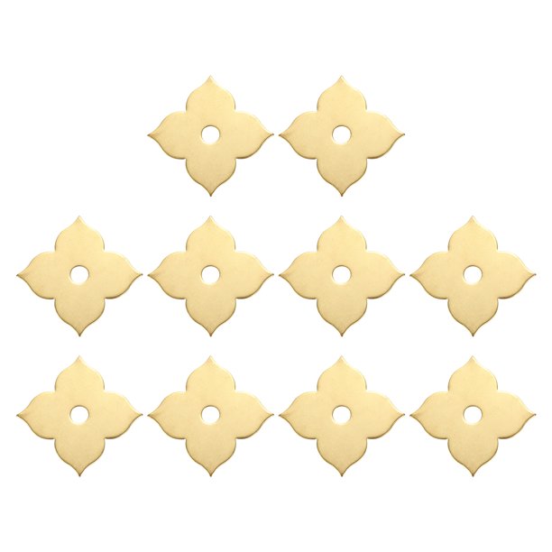 Uxcell paquete de 10 placas traseras para pomos de gabinete, arandelas radiales de latón en forma de flor de cuatro hojas de 1.69 pulgadas