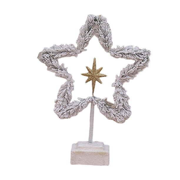 Mini adorno navideño de mesa con luz, decoración navideña, adorno navideño para chimenea, suministros para fiestas, estante para barras en interiores Estrella
