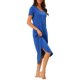 thumbnail image 4 of INSPIRE CHIC Camisón largo de manga corta con cuello en V para mujer, vestido de dormir suave con teñido anudado y bolsillos laterales para primavera verano 2XL azul real, 4 of 6