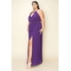 thumbnail image 2 of Vestido Largo De Gasa Plisada Con Ribete Dorado Cuello Y Cinturón Abertura En El Pecho Color Morado (talla Grande Para Mujer), 2 of 3
