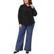 thumbnail image 2 of Agnes Orinda Camisa de Mujer Talla Grande para Oficina con Botones, Cuello Alto con Volantes, Manga Larga, Estilo Casual de Negocios 4X Negro, 2 of 6