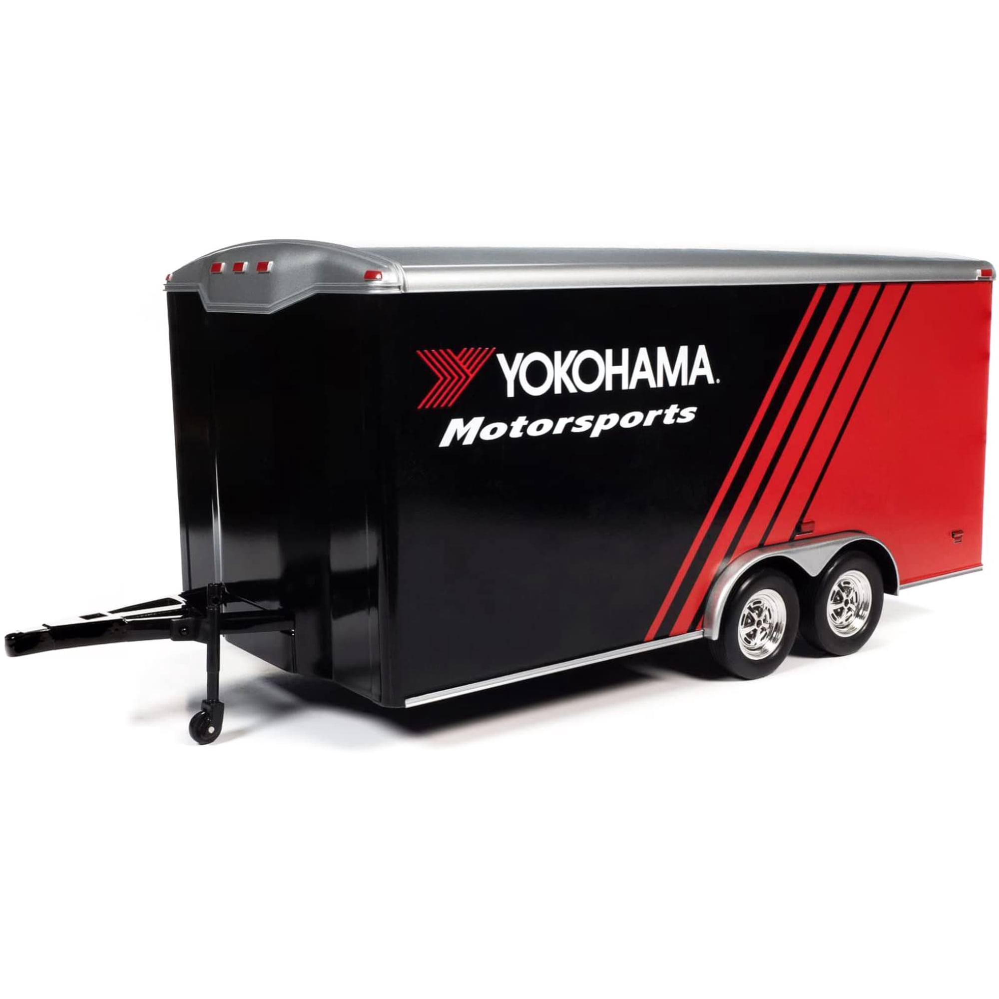 Aw Auto World - Remolque Cerrado Para Coche Yokohama Motorsports, Escala 1/18, Negro/rojo