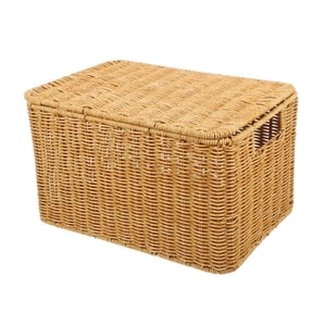 Magideal - Cesta Organizadora De Artículos Diversos, Cesta Tejida Con Tapa, Contenedor De Artículos Diversos Japonés Para Libros Diversos De Cocina, Dormitorio Y L