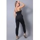 thumbnail image 3 of Saronite Conjunto de Dos Piezas de Top Corto de Punto con Tirantes Finos y Cordones Fruncidos Basics y Pantalones Deportivos, Negro (para Mujer), 3 of 5