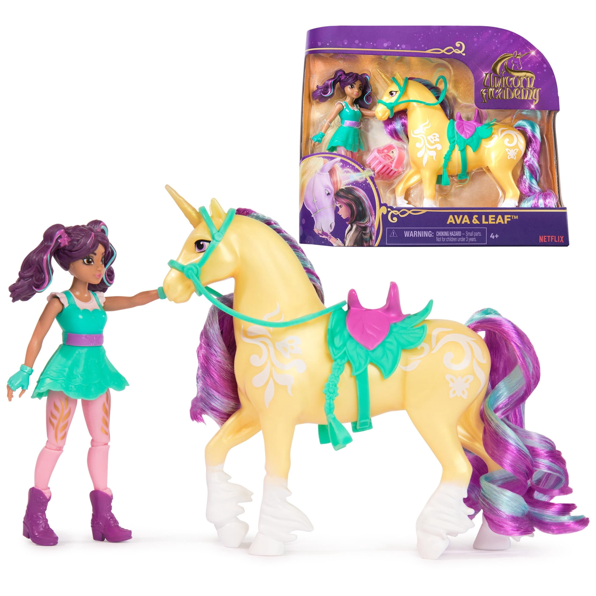 Toy Unicorn Academy Ava & Leaf Con Accesorios Y Herramienta Para El Cabello
