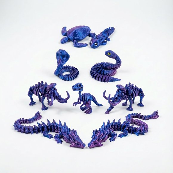 Set De 9 Dragones Y Animales Articulados Impresos En 3d