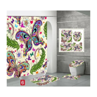 Genérico - Cortina De Ducha Con Set De Alfombra Tapete