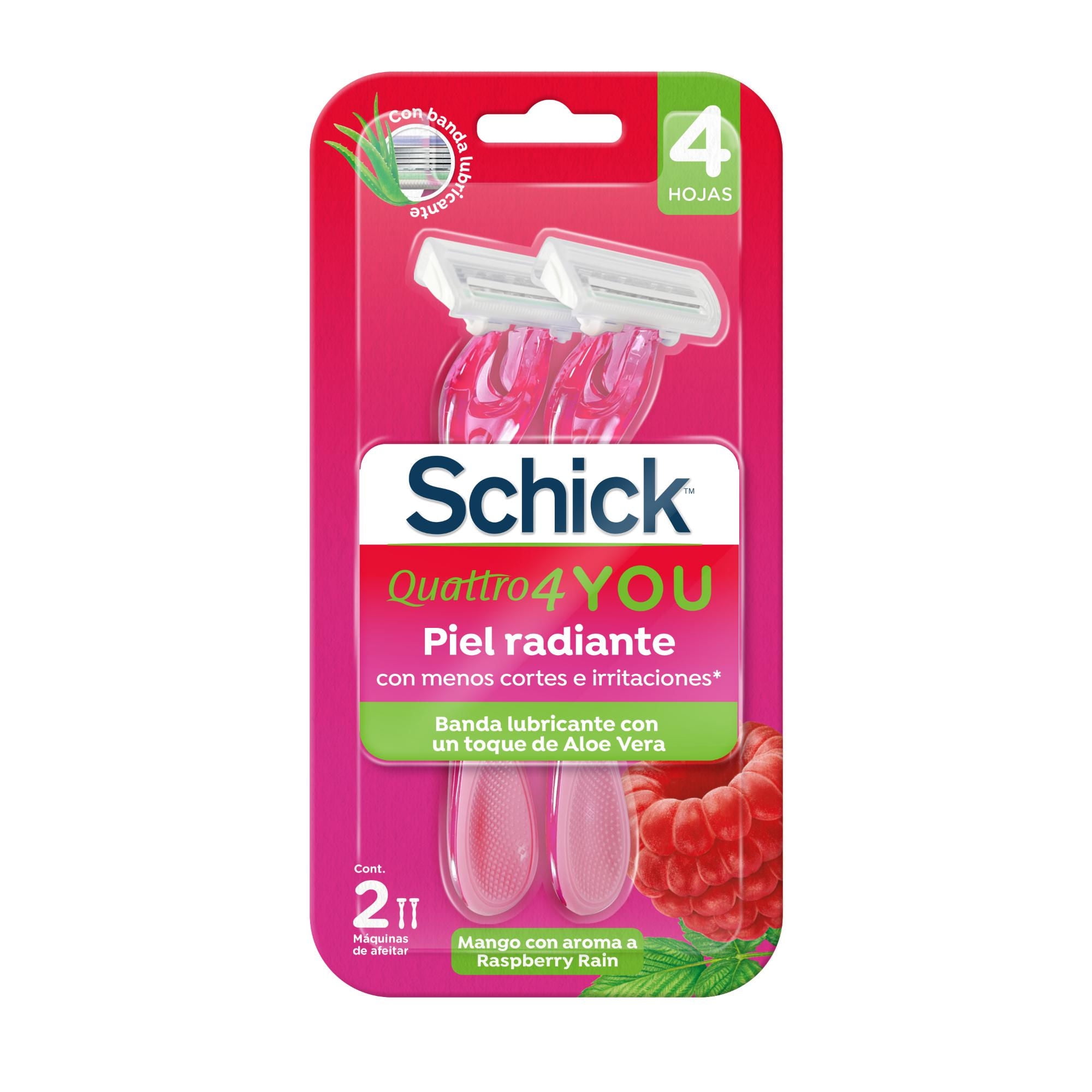 Máquina De Afeitar Quattro Raspberry 2 Un Schick