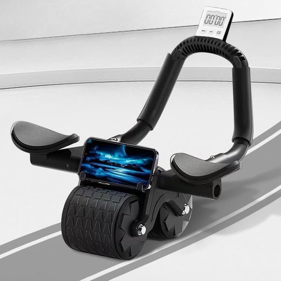 Ab Roller Wheel Paeert 2024 con temporizador y rodillera, color negro
