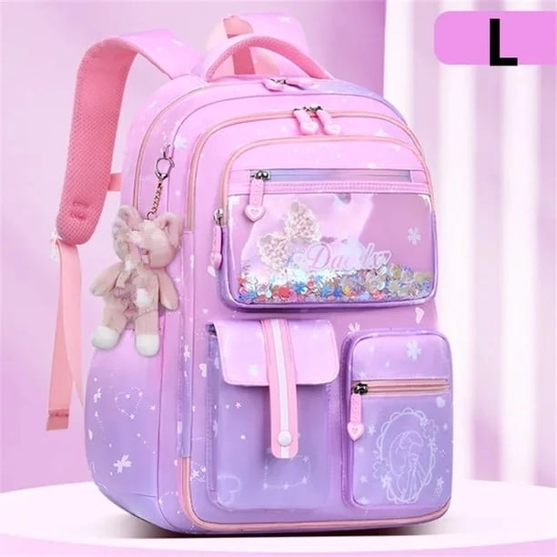 Primary Bow Knot Schoolbag With Rabbit Pendant For Girls Kids 2 size Backpack Kawaii Waterproof Orthopaedics School bag mochila