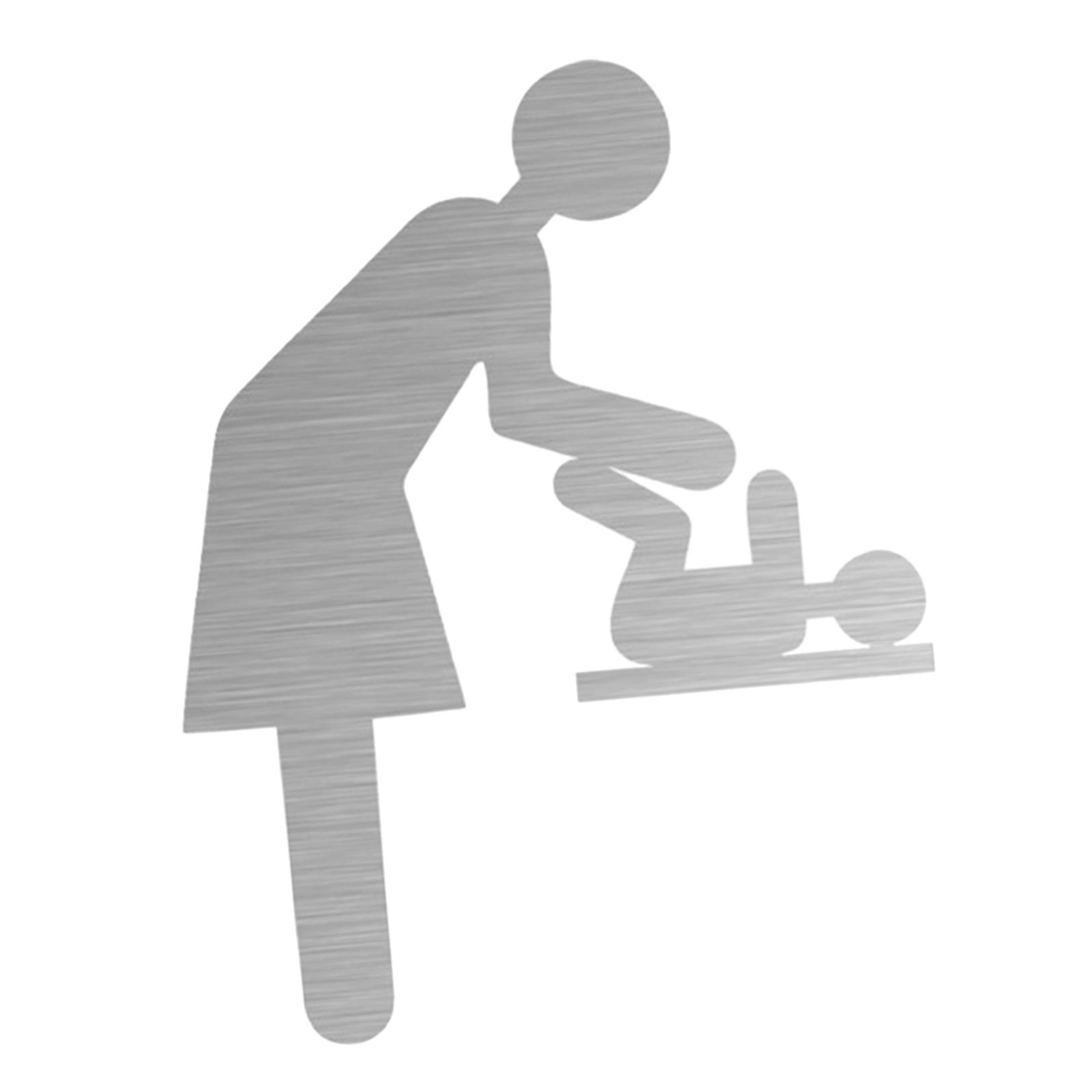 Magideal - Letrero Para Puerta De Cambiador De Bebé, Accesorio De Letrero De Acero Inoxidable Para Guardería, Decoración De Señalización Práctica Fácil De Instal Plata