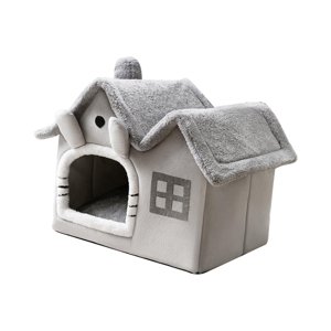 Magideal - Cómoda Cama Para Dormir Para Gatos, Perrera Anticálida, Cama Lavable Para Perros, Semicerrada, Cueva Para Gatitos, Tienda De Campaña, Cojín, Suministr Gris