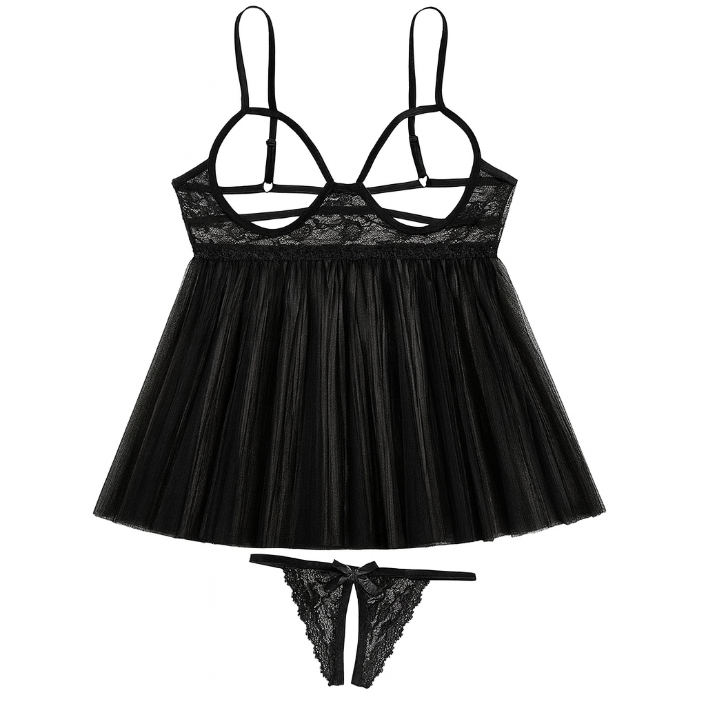 Citotools - Lenceria Vestido Senos Libres Tanga Entrepierna Abierta Sexy