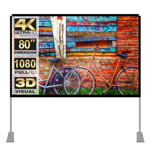 Pantalla de proyector HOIN 4K HD 16:9 de 80 pulgadas para exteriores con soporte
