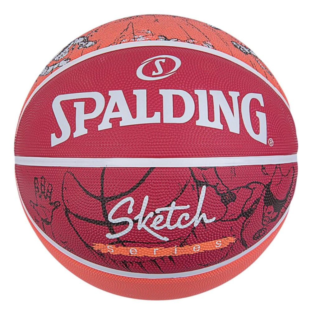 Spalding - Balón Basketball Sketch Series Tamaño 7 Rojo