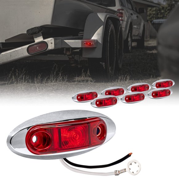 Luces marcadoras de remolque ONLINE LED STORE de 2,5 pulgadas, color rojo cromado IP67