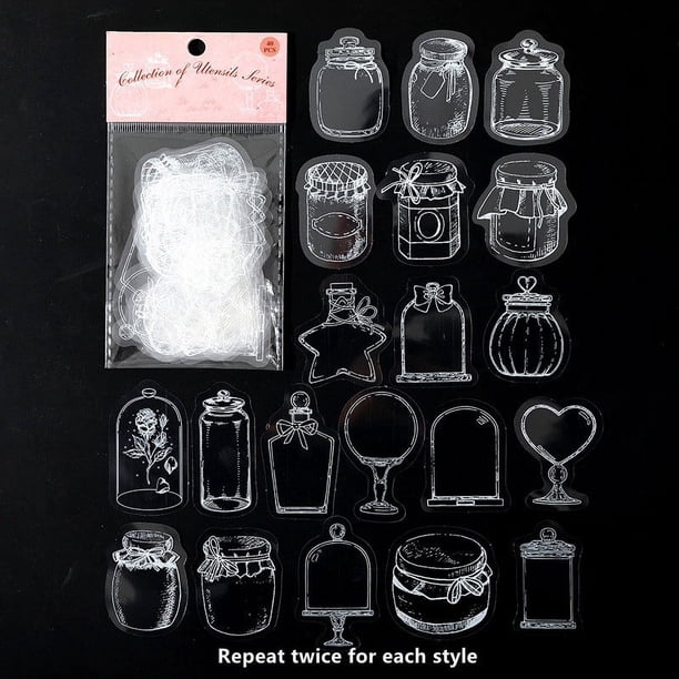 40pcs/pack Retro Glass Bottle Decorative Stickers for DIY Scrapbooking and Journaling