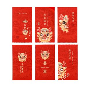 Bothyi - Sobres Rojos De Año Nuevo Chino, Dinero De La Suerte Para Cumpleaños, Festival De Primavera, 6 Uds.
