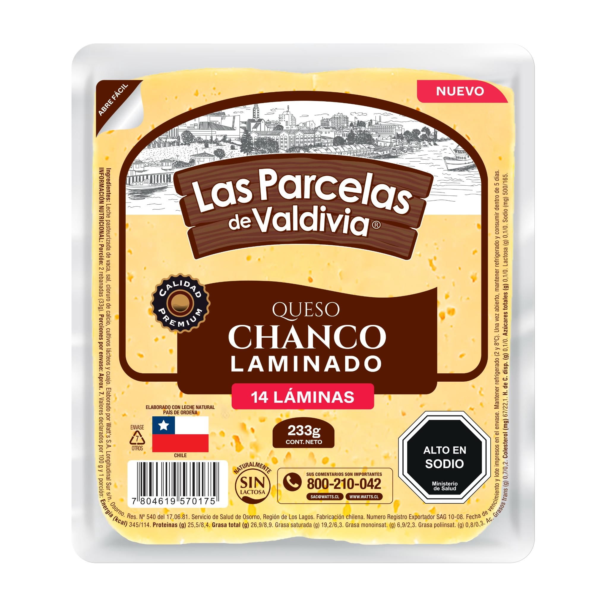 Queso Chanco Laminado, 233 g