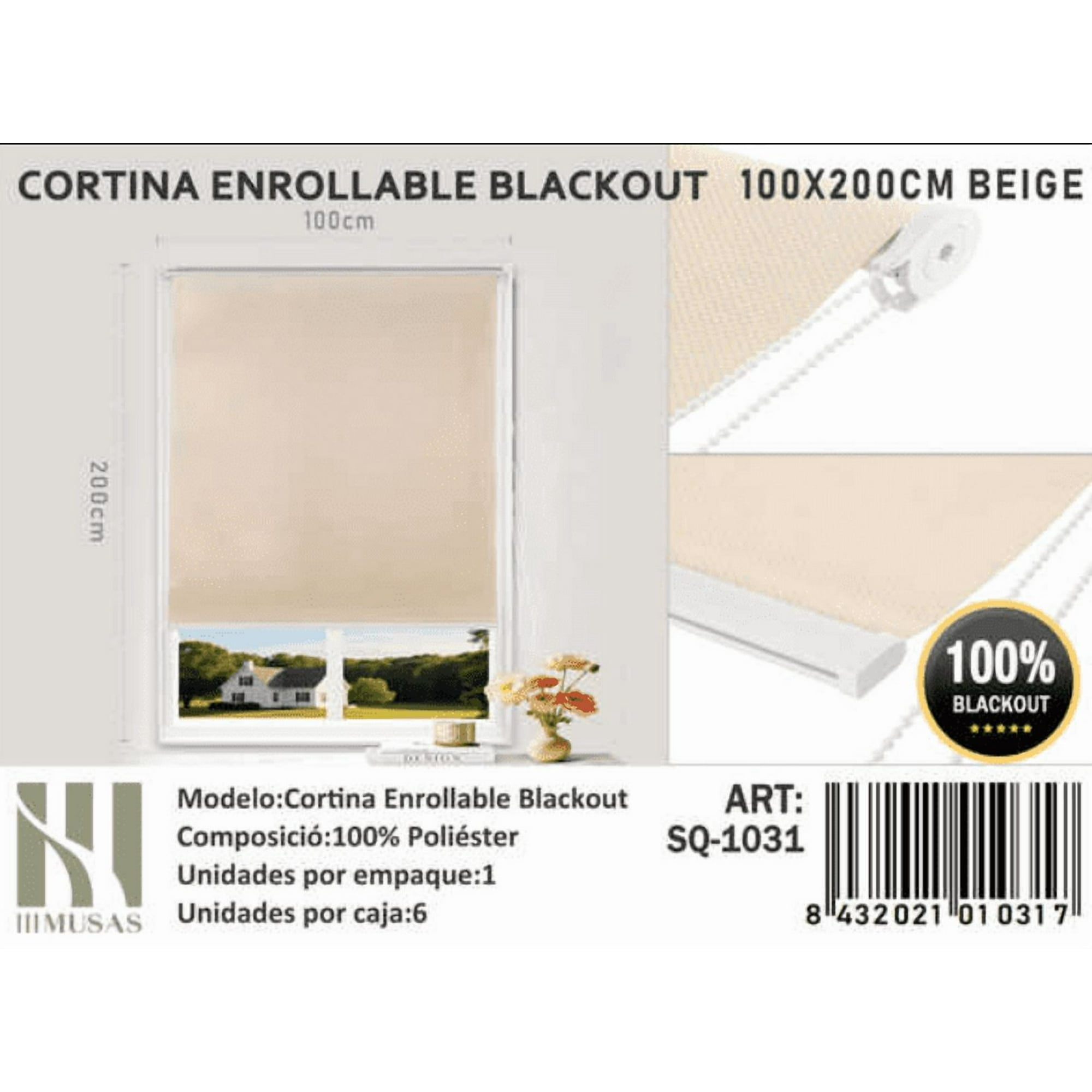 Tecnocasa - Cortina Roller Blackout 100x200cm Beige-1031