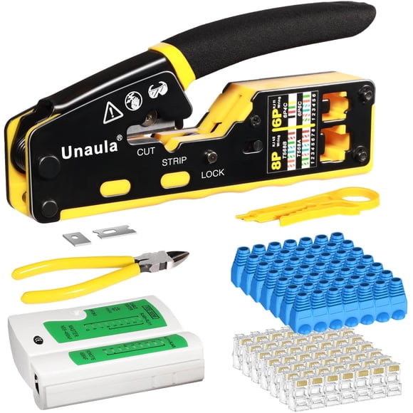 Kit de herramientas de crimpado Ethernet Unaula RJ45 Pass Through