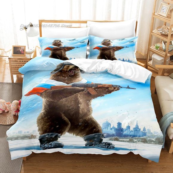 Russian Bear War Bedding Set Single Twin Full Queen King Size Bed Set Aldult Kid Bedroom Duvetcover Sets bed sheet setBed Sheets
