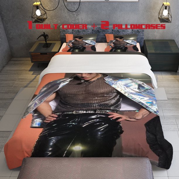 3pcs Idol Boy Theme Printed Three Piece Bedding Set Soft Quilt Cover And Two Pillowcases