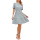 thumbnail image 2 of INSPIRE CHIC Vestido Mini con Capas para Mujeres Crochet Boho Casual de Manga Corta L Azul Gris, 2 of 6