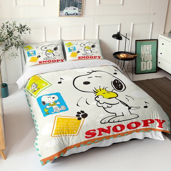 Snoopy home bedding set ,bed cover duvet sets 3-piece set 1-step cover,Suitable for Children and Adults Bed Sheets