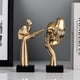 thumbnail image 2 of 2pcs pequeño conjunto de estatua - oro negro decoración del hogar figuras de arte abstracto para estantes, mesa de café de la sala de estar, escritorio de la oficina (17 * 6.5cm), 2 of 3