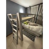 Myr - Cama Alta Con Escalera Desmontable Plaza Y Media (Long)