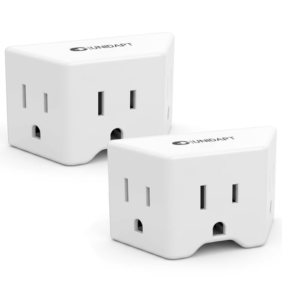 Adaptador de enchufe Unidapt de 2 a 3 clavijas, 1875 W/15 A, paquete de 2