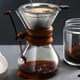 thumbnail image 4 of Cafetera de vertido con filtro de goteo reutilizable de acero inoxidable, jarra de café de vidrio de borosilicato sin plomo con moderno collar de madera para taza, 4 of 6