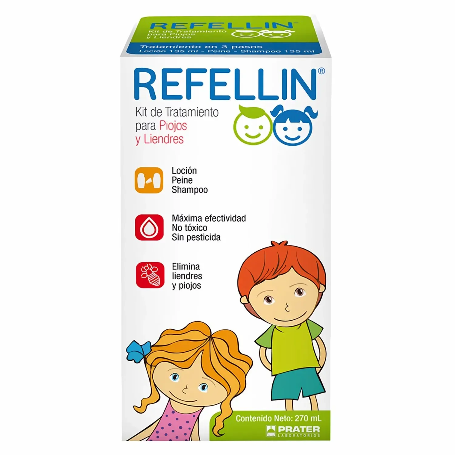 Prater - Refellin Kit De Tratamiento Para Piojos Y Liendres 135ml