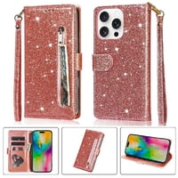 Funda Para Foxdock Elegante Funda Iphone 16 Pro Glitter Con Cremallera-Ideal Para El Uso Diario