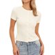 thumbnail image 1 of INSPIRE CHIC Top de Punto de Manga Corta para Mujer Cuello Redondo Casual con Botones Camisetas Tejidas Suaves y Cómodas XL Blanco, 1 of 6