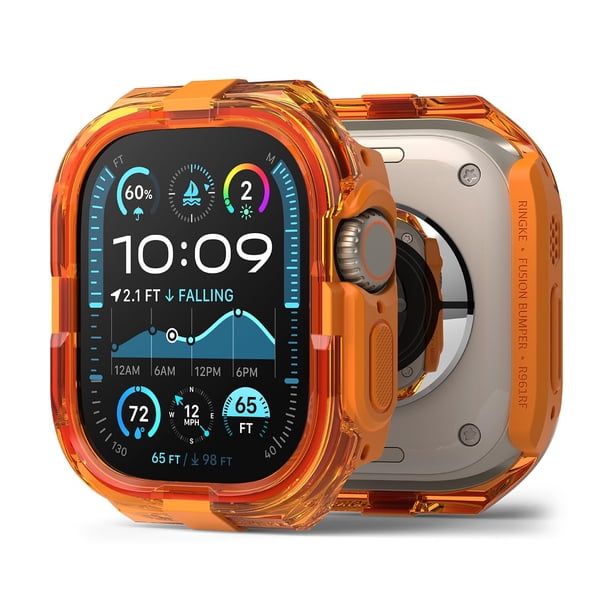 Funda Ringke Fusion Bumper compatible con Apple Watch Ultra 2 y Apple Watch Ultra Naranja Neón