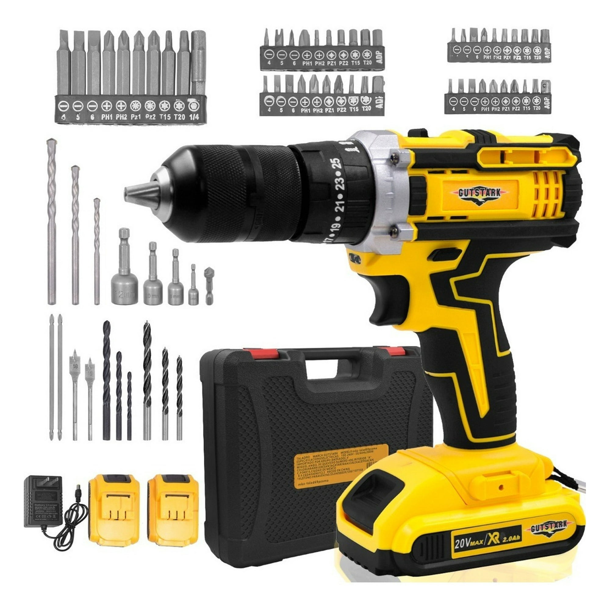 Gutstark - Taladro Percutor Inalambrico 13mm Atornillador Kit 69 Pz