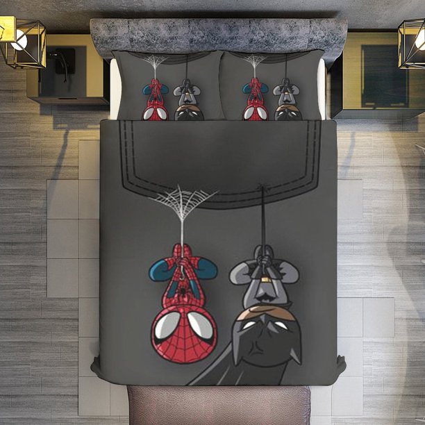 Funny Spider-Man Comforter Set for Kids Boys Teen Men Tween 3D Lightweight Microfiber Bedding Sets
