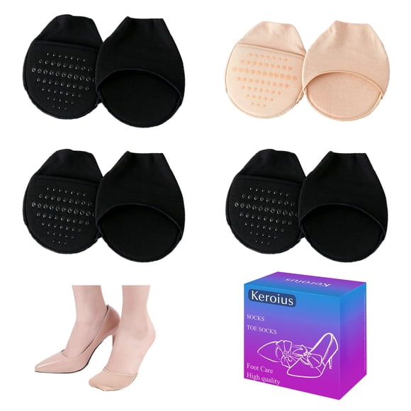 Calcetines Keroius para mujer con puntera en la parte superior (1 beige y 3 negros)