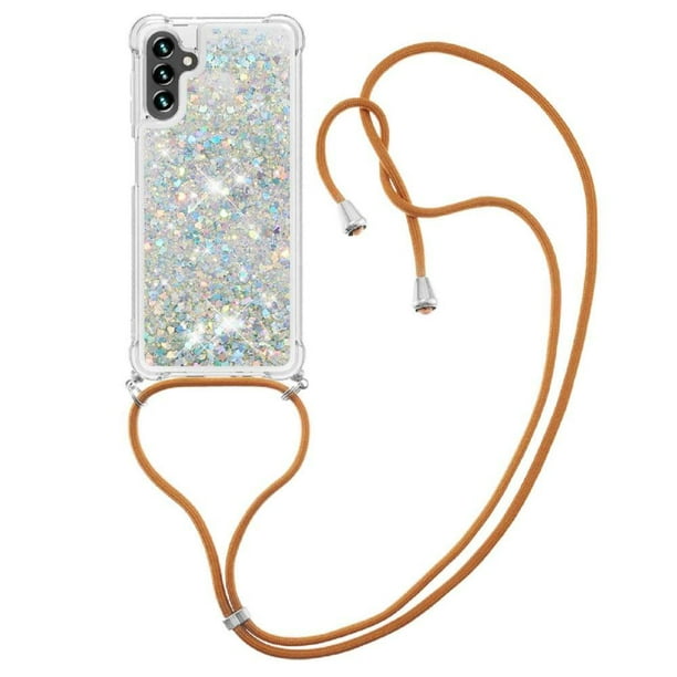 Funda FOXDOCK para Samsung Galaxy A13 5G con Cuerda Ajustable, Brillo Líquido, Protección Antigolpes y Lente – Ideal para Regalo