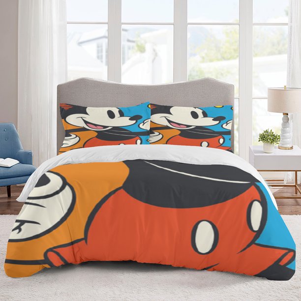 Mickey Mouse Bedding Sets Cartoon Duvet Cover Lightweight 3 Piece Bet Sets for Kids Boys Girls