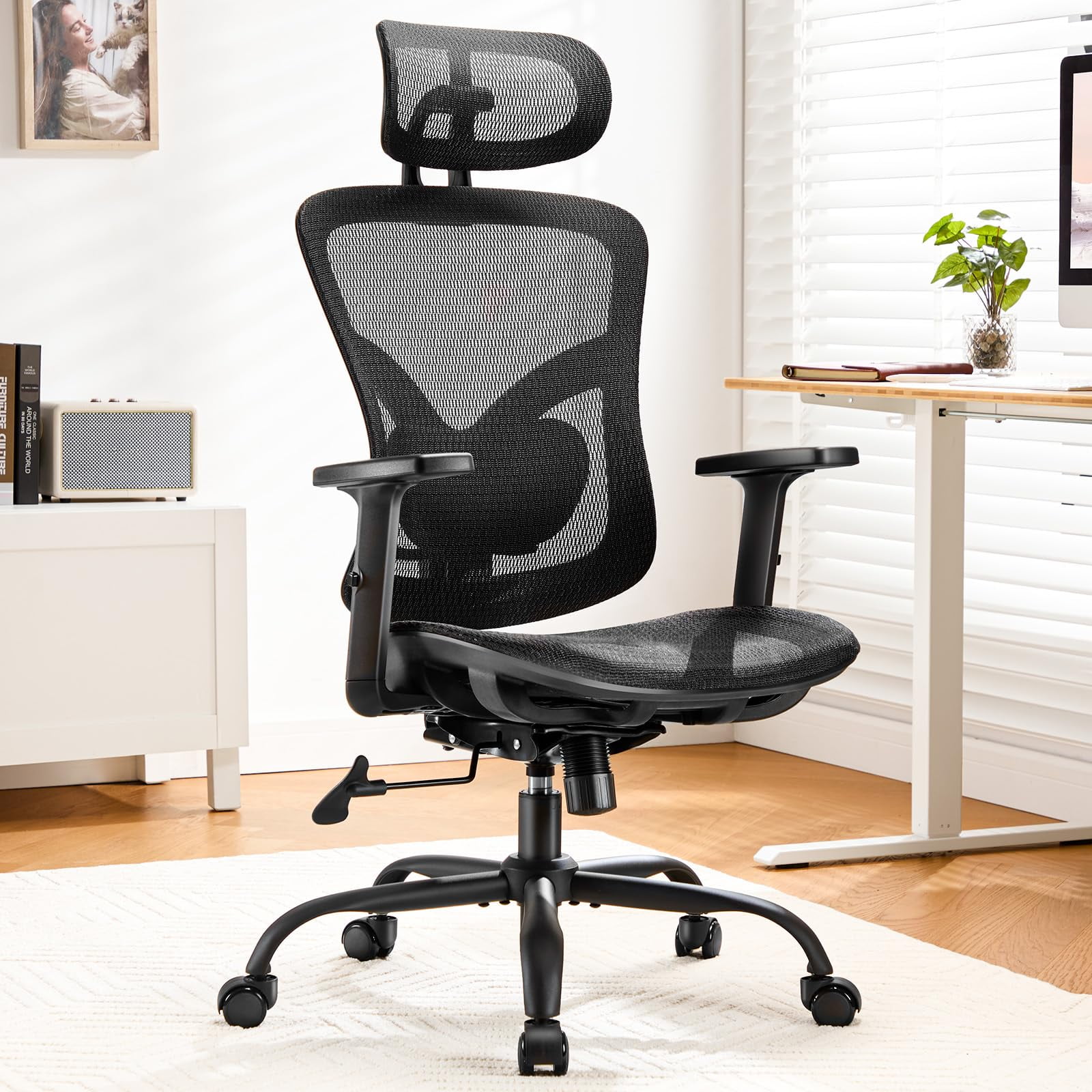 Silla De Oficina Marsail De Malla Ergonómica Con Soporte Lumbar Ajustable