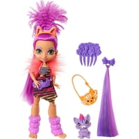 Muñeca Mattel Roaralai 25 Cm Con Cabello Morado Y Mascota Dinosaurio