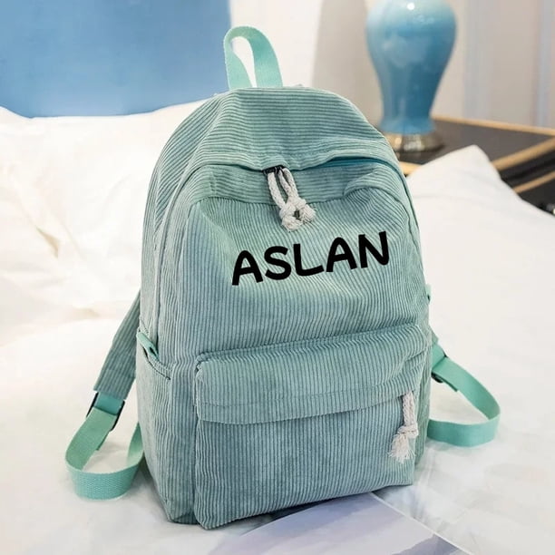 Personalised Corduroy Knapsack Custom Your Name Casual Backpack Unisex Classic Campus Portable Ultra Soft Handbag