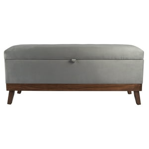 Máxima Design - Banqueta Con Baúl Incy Gris Felpa 120X40X50 Cm