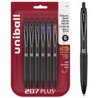 Bolígrafos De Gel Uni-Ball 207Plus+, 0,7 Mm, Punta Mediana, Paquete De 6
